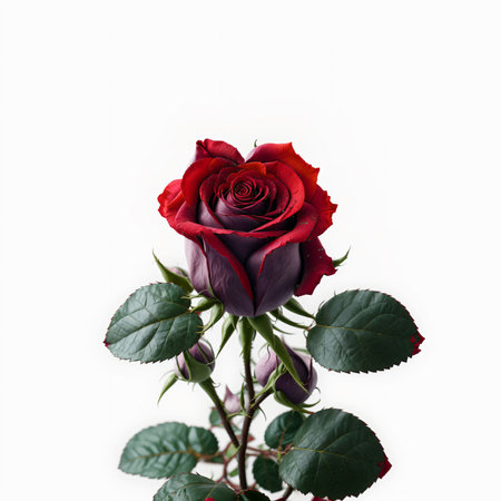 Beautiful red rose isolated on white backgroundの素材
