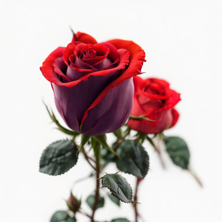 Beautiful red rose isolated on a white background. Studio shot.の素材