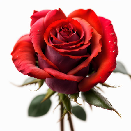 Beautiful red rose isolated on white background. Close-up.の素材