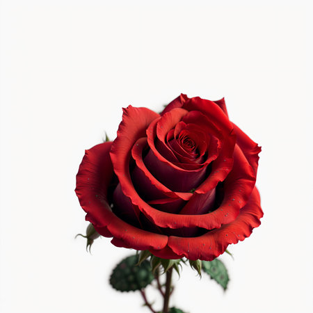 Red rose isolated on white background with copy space for valentine's dayの素材
