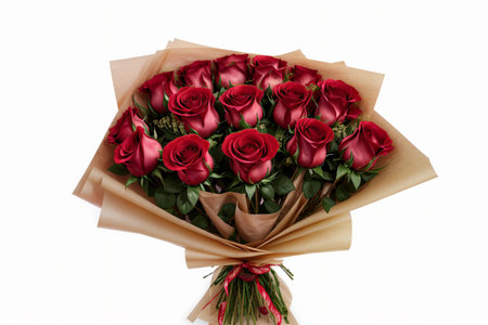 Bouquet of red roses on a white background, isolated.の素材