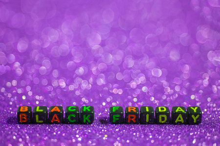 Black Friday, with empty space and bokeh background sparkling purple.の写真素材