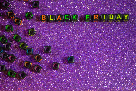 Black Friday, with bokeh background, purple tone.の写真素材