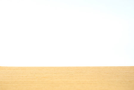 Perspective display brown pattern wood flooring with natural, empty space. The white background is blank.の写真素材
