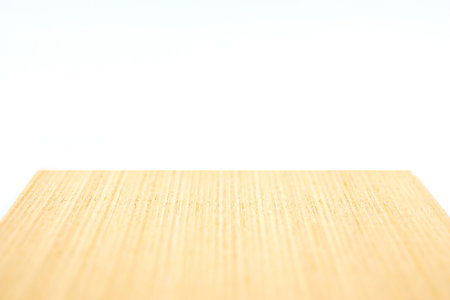 Perspective display pattern wood flooring with natural, empty space. The white background is blank.の写真素材