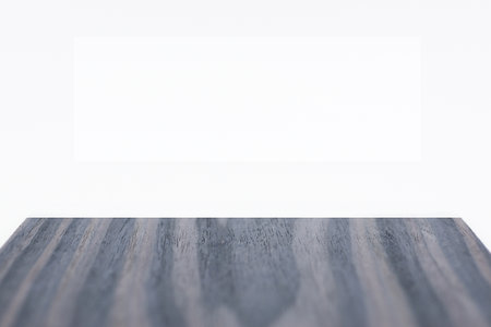 Perspective display pattern wood flooring with natural, empty space. The white background is blank.の写真素材