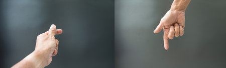 Hand showing gestures and gestures with pointing fingersの写真素材