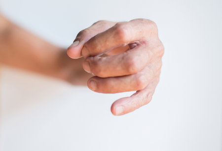 Finger gestures with jerk symptoms