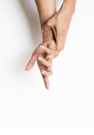 Gestures of the hands and fingers of the person who are showingの写真素材