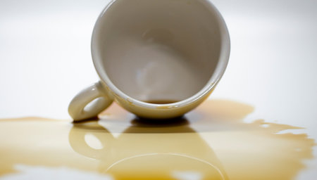 Coffee water spilled on a white background.