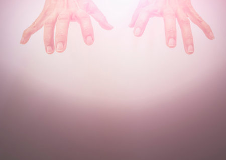 The gesture conveys the symbolic meaning of performing hand magic.