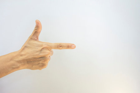 Gestures to communicate the meaning of the hand and finger of a person.の写真素材