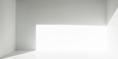 Light and shadow inside the empty white space room.の写真素材