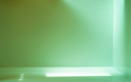 direction of light and shadow pastel green room with empty spaceの写真素材