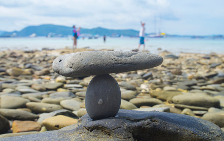 The stones are placed together in a natural balance.の写真素材