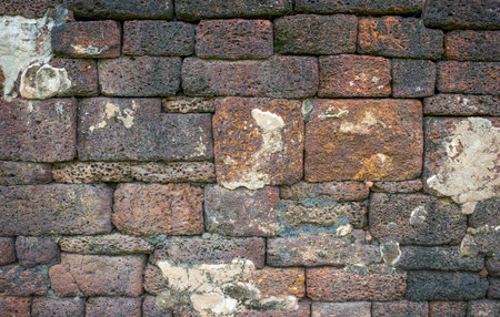 The background wall of the old brick wall that was damaged