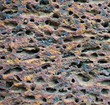 The texture of the old stone surface that erodedの写真素材