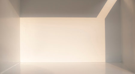 Refracted light and shadow scenes in a white roomの写真素材