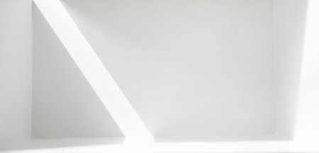 Refraction of light and shadows in white and gray in rooms with free space