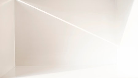 Backdrop, light and shadow in the white room, empty spaceの写真素材