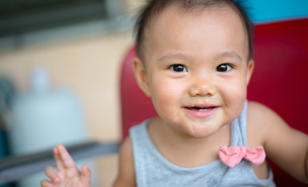 Faces and gestures Asian children have a happy smile.の写真素材
