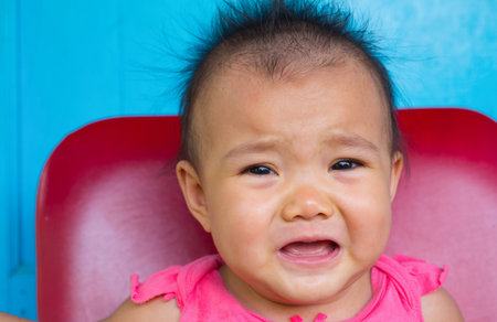 Asian baby face is crying