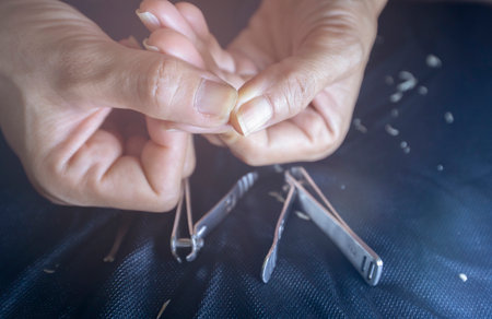 A picture of a human fingernail that has been trimmed.の写真素材