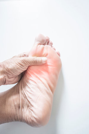 The feet of old people Problems with muscles, bones and tendonsの写真素材
