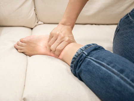 Pain and sprains of the muscles in the ankle areaの写真素材