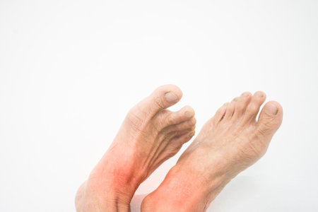 Barefoot body pain swelling Muscle inflammation, massage concept health and medical