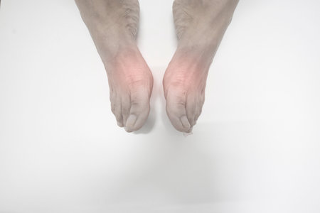 Barefoot body pain swelling Muscle inflammation, massage concept health and medicalの写真素材