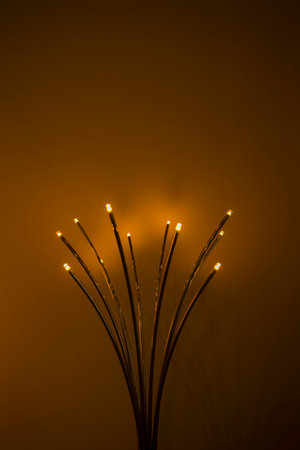 Lamp and light in a dim roomの写真素材