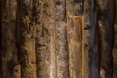 The texture of the wood to decorate the interior and the light and shadow.の写真素材