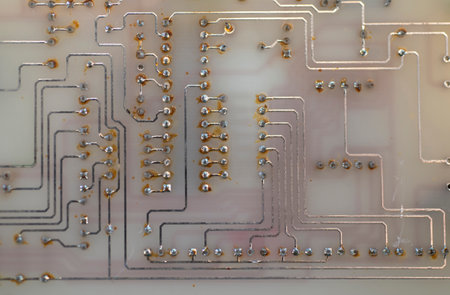 Old electronic circuit board and obsolete technologyの写真素材