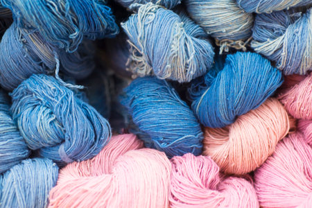 A group of yarns used for handicrafts and weaving.