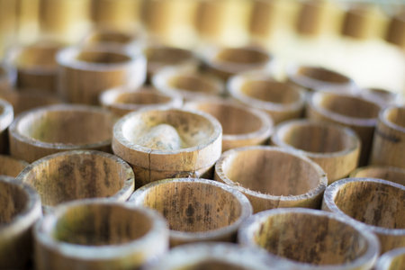 Bamboo texture pattern used in design and decorative background of Asian natural material.の写真素材