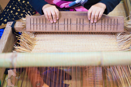 making crafts Local weaving craftsmanship using traditional methods in the Asian region.の写真素材