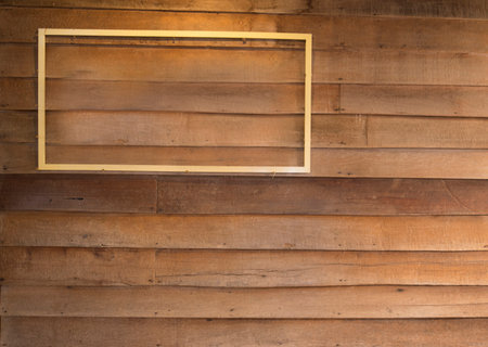 Decorative wooden wall in vintage style with empty spaceの写真素材