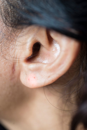 close up of a woman's ear