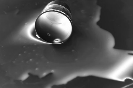 Concept image of Spilled coffee cup stain on white floorの写真素材