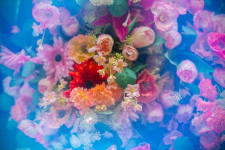 Picture of a bouquet of flowers with beautiful, romantic colorsの写真素材