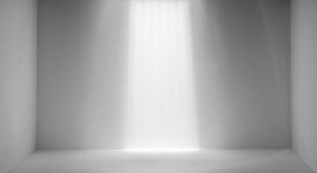 Light and shadow illuminate the white space room.の写真素材