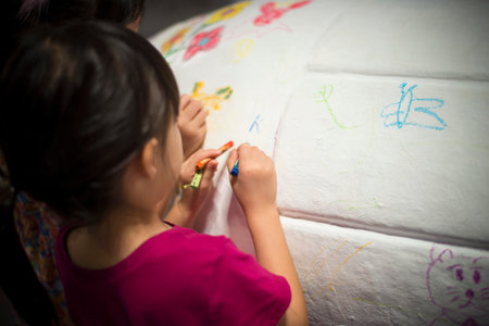 Children are playing and drawing with fun.の写真素材