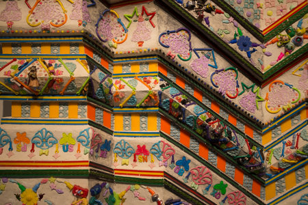 Details and colors of contemporary interior wall and ceiling decorationsの写真素材