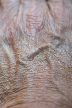 close up of human skin of an elderly personの写真素材