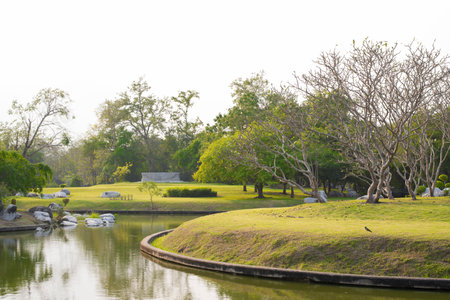 golf course in the park at Chiang Rai province, Thailand.の写真素材