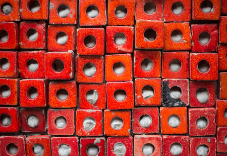 Red brick wall texture. Abstract background and texture for design with copy space.の写真素材