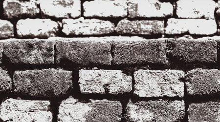Brick wall background in black and white tone. Abstract background and texture for design.