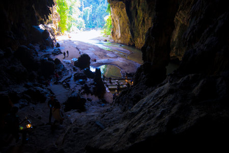 cave in khao sam roi yod national park, thailandの写真素材