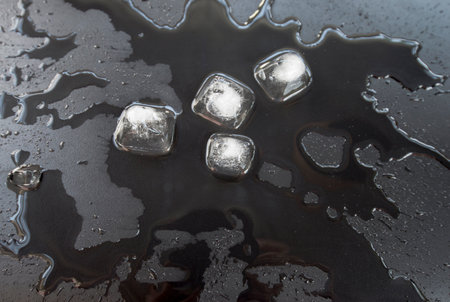 ice cubes on a black background, close-up, top view